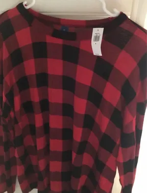 Old Navy Red Black Check Plaid Shirt M thumbnail 2