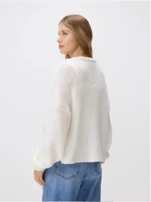 Reserved Women’s Cream Open Front Knit Cardigan with Lilac Floral Detail Size S thumbnail 4