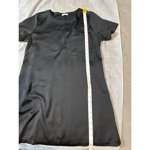 Zara Size Medium Women Black Short Sleeve Mini Dress Pocket Causal Crew Neck‎ thumbnail 5