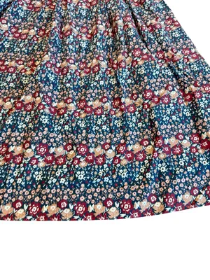 Ivy City Co Navy Burgundy Floral Smocked Midi Dress Boho Chic Day Medium Women's thumbnail 11