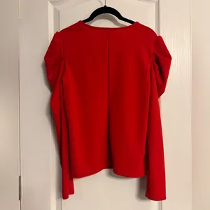 EXPRESS Crew Neck Puff Long Sleeve Tee SMALL Lipstick Red Blouse Top thumbnail 11