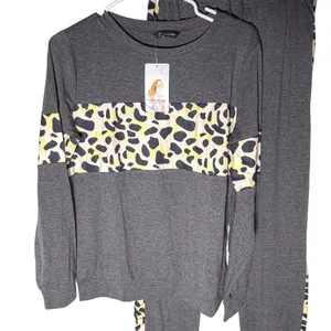 NWT PRETTYGARDEN Leopard Lounge Set‎ Joggers Top Dark Gray Small thumbnail 7