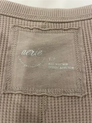 Aerie Essential Henley Layering Shirt Tan thumbnail 5