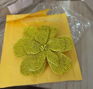 Yellow Beaded Flower Brooch Pin - Or Hair Clip thumbnail 1