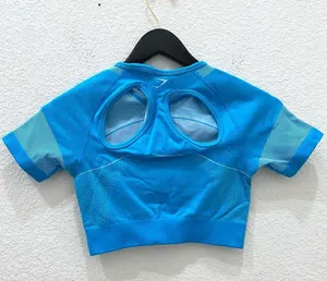 GYMSHARK Neon Blue Ultra Seamless Crop Top Size S thumbnail 5
