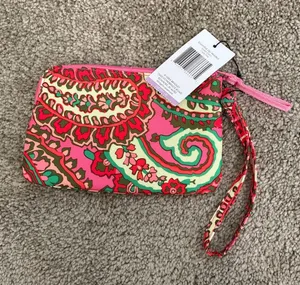 New Vera Bradley Essential Zip Wristlet, Capri Pink thumbnail 1