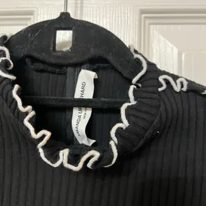 Amanda Uprichard Dress Averill Ribbed Mini in Black & White Ruffle‎ Trim size P thumbnail 12