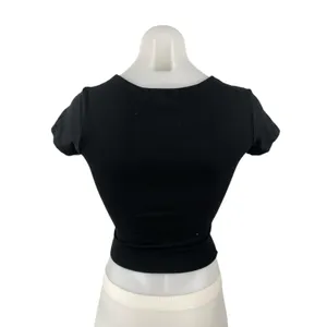Princess Polly Women's Black Short Sleeve Crew Neck T Shirt Tee Crop Top Size 6 thumbnail 2