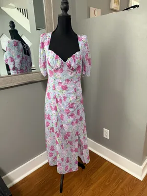 ASTR The Label Floral Milkmaid Cottage-Core Romantic Flowy Midi Dress Medium. thumbnail 2