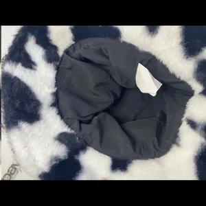 Cow Print Faux Fur Bucket Hat Black & White Fluffy Y2K Unisex thumbnail 5
