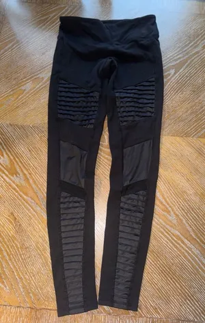 Alo black High-Waist Moto Sport Leggings with Mesh thumbnail 1