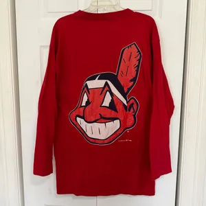 Rare Vintage 90's Genus Cleveland Indians Long Sleeve Shirt Large thumbnail 2