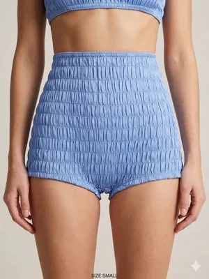 Intimately Free People women’s Ruched High Waist Micro Shorts size S Blue New thumbnail 1