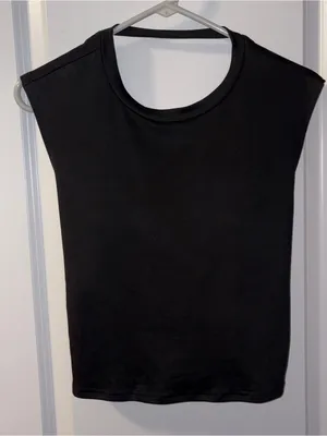 SHEIN Black Cap-Sleeve Open-Back Top Size: M thumbnail 1