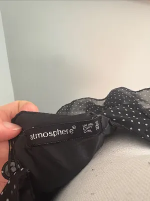 Atmosphere Black Polka Dot Flutter Sleeve Mini Dress Size UK 12 US 8 thumbnail 2