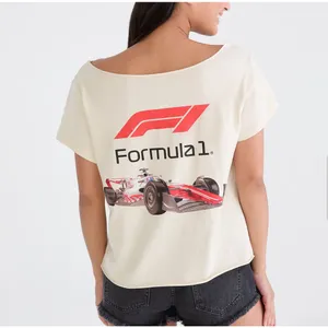 Aeropostale Formula 1 Graphic Tee Off Shoulder Car Size S White Red Black thumbnail 4