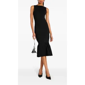 Retrofête Marta Bandage Knit Midi‎ Dress Metallic Black Size L thumbnail 6