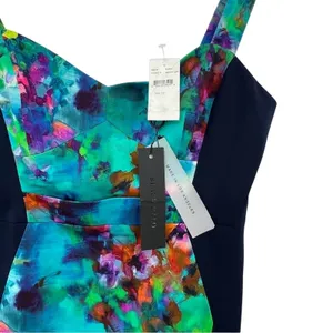 Black Halo dress 12 blue floral watercolor sweetheart sleeveless sheath NEW thumbnail 8