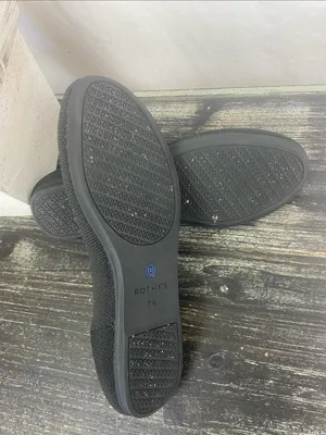 Rothy’s Black & Blue Trim Canvas Slip On Flat Shoes 7.5 thumbnail 4