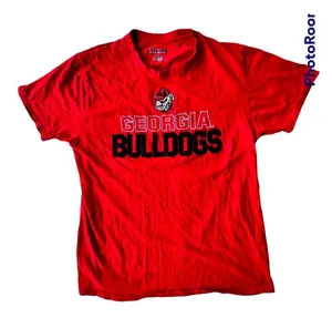 Champion Vintage Georgia Bulldogs T Shirt Large Red Short Sleeves Embroi… thumbnail 6
