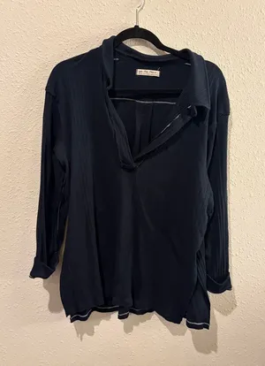 We The Free Navy V-Neck Long Sleeve Tunic thumbnail 1