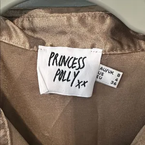 Princess Polly Women Mini Shirt Dress Bronze Satin Button Down Size 4 thumbnail 3