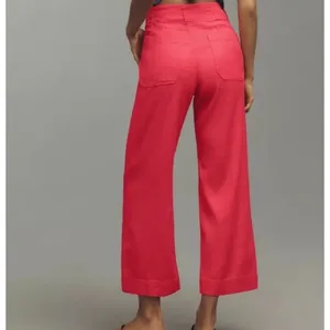 Anthropologie Maeve Colette Linen Blend Crop Wide Leg Pants Geranium NWT Size 22 thumbnail 2
