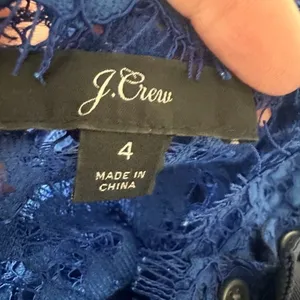 J. Crew Mockneck Floral Lace Bows in Baroque Blue Top Size 4 Elegant Feminine‎ thumbnail 5