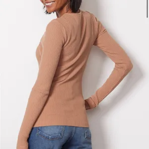 Agolde Lyza‎ Cut Out Rib Top tan Sz M thumbnail 2