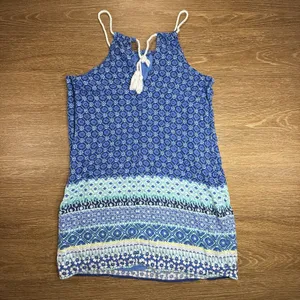 Hollister Blue Boho Shift Dress Women's M Sleeveless Tassel Mini Viscose Travel thumbnail 10