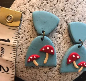 Handmade Polymer Clay Mushroom Earrings thumbnail 4