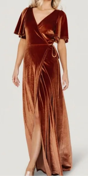 Baltic Born Velvet Rust Wrap Dress size Medium thumbnail 1