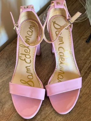 Sam Edelman Yaro Sandals Women 9.5 Pink Patent Block Heel Ankle Strap Barbiecore thumbnail 1