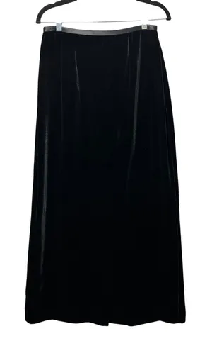 Ann Taylor Loft Black Velvet Maxi Skirt‎ Silk Blend Vintage 90s Size 8 Made USA thumbnail 1