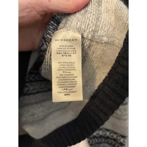 Burberry Brit Wool‎ Cashmere Fair Isle Sweater Grey Black XL Pullover thumbnail 6
