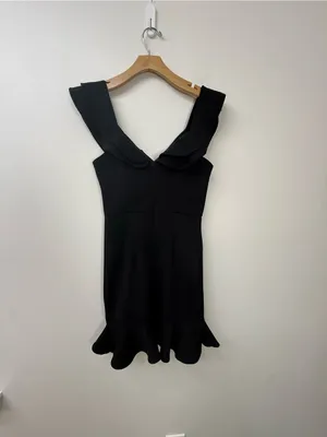 Hello Molly Black Ruffle V-Neck Mini Dress size M thumbnail 6