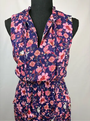 Violet Maxi Dress with Pink Floral Print Size Small thumbnail 5