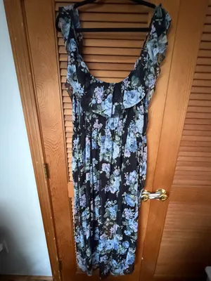 Abercrombie High Low Summer Dress Blue Floral size XL thumbnail 4