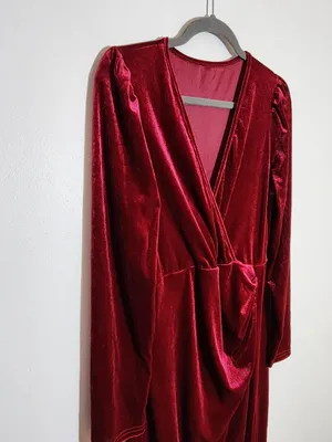 Wine Red Velvet Bodycon Formal Dress Size XXL thumbnail 4