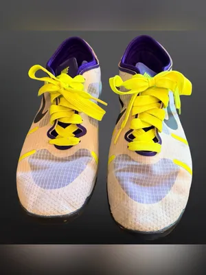 Nike Lunar Element Sneakers White Purple Neon Yellow Women’s 9 thumbnail 3