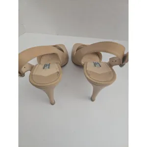 PRADA Womens High Heel Pumps Shoes Beige leather slingback Size EU 38.5 US 8.5 thumbnail 5