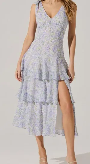 ASTR the Label Floral Tiered Shoulder Tie Dress‎ Ruffle thumbnail 1