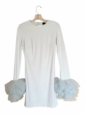 NWT ZARA Short Tulle Cuff Volume Dress Pastel Blue 4772/331 Small Bloggers Fave thumbnail 9