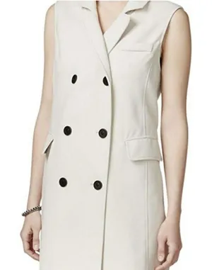 BAR III SLEEVLESS VEST BEIGE BLACK BUTTONS NWT XXL thumbnail 1