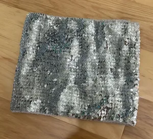 Urban Outfitters Silver sequin strapless shimmer y2k cropped metallic bandeau top thumbnail 1