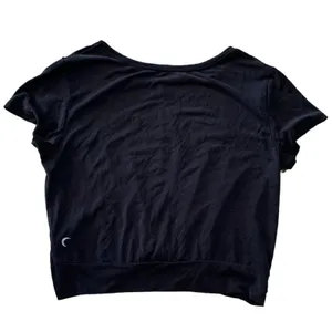 Zyia Active womens large black dark gray crop short sleeve shirt twist gym lulu thumbnail 3