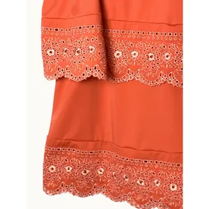 Women’s Tankini Swim Top Coral Pink Eyelet Lace Ruffle Padded Strappy 14” thumbnail 7