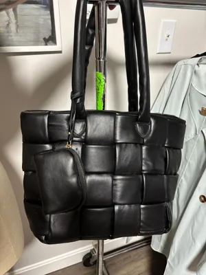 Windsor Woven leather large tote purse thumbnail 3