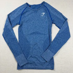 Gymshark Vital Seamless Long Sleeve Top Women’s S Blue Marl Thumbholes Workout thumbnail 1