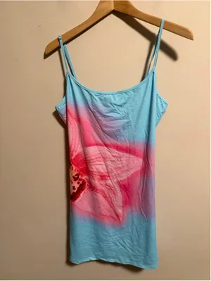 White Fox Boutique Maybe Later Hibiscus Splash Bodycon Mini Dress Blue- Size XL thumbnail 2